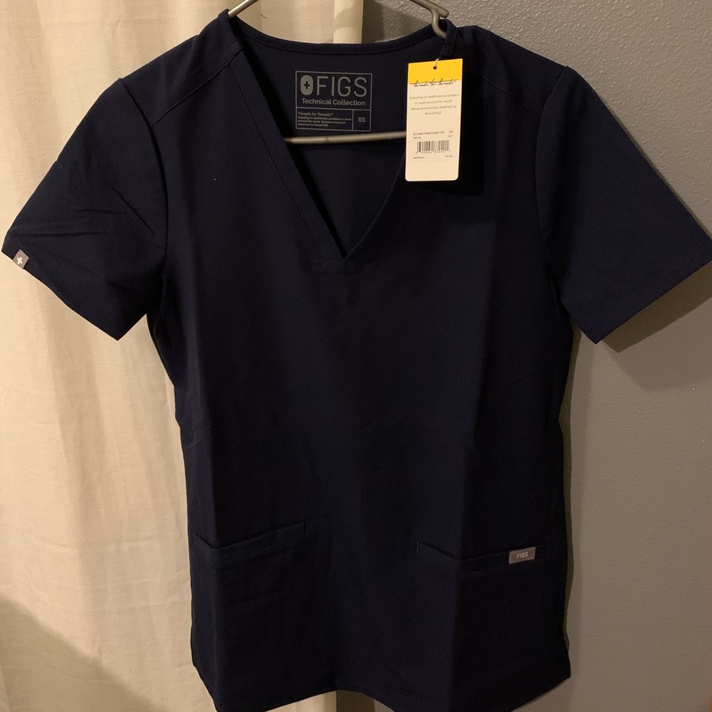 FIGS Navy Casma Top